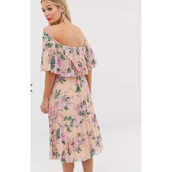 ASOS DESIGN Maternity pleated bandeau midi dress with double layer - Picture 6 of 6